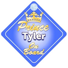 Crown Prince Tyler On Board Personalised Baby Boy Car Sign