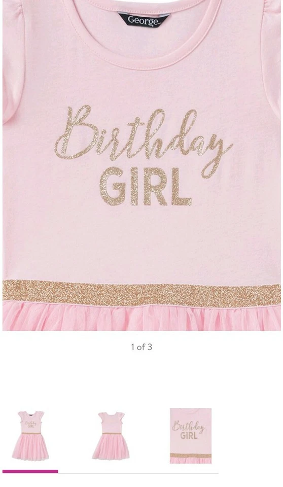 Vestido tutu manga flutter George para meninas pequenas - Imagem 2 de 4