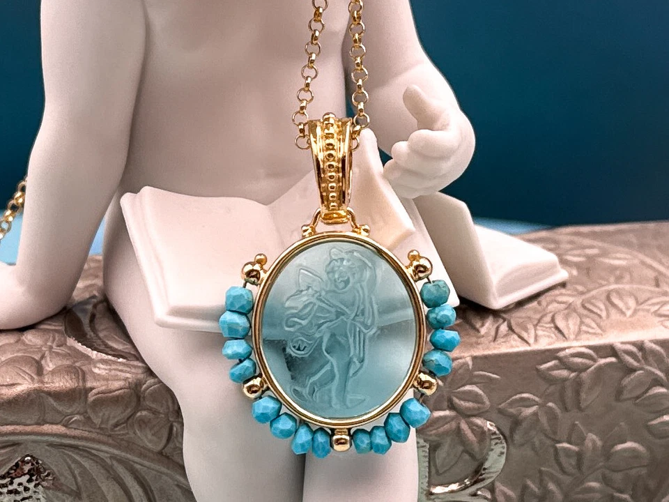 TAGLIAMONTE Designs (2307P) 925SS/YGP Venetian Cameo Pendant *Cupid*Reg.$225 - Image 4 of 4