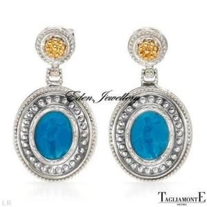 Authentic US$700 TAGLIAMONTE Earrings Made in ITALY Venetian Glass Cameo 14Ct Gold Plated