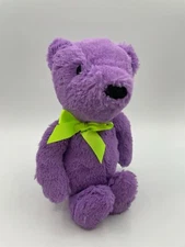 The Childrens Place Plush Teddy Bear Purple 11" Lovey Green Bow Heart
