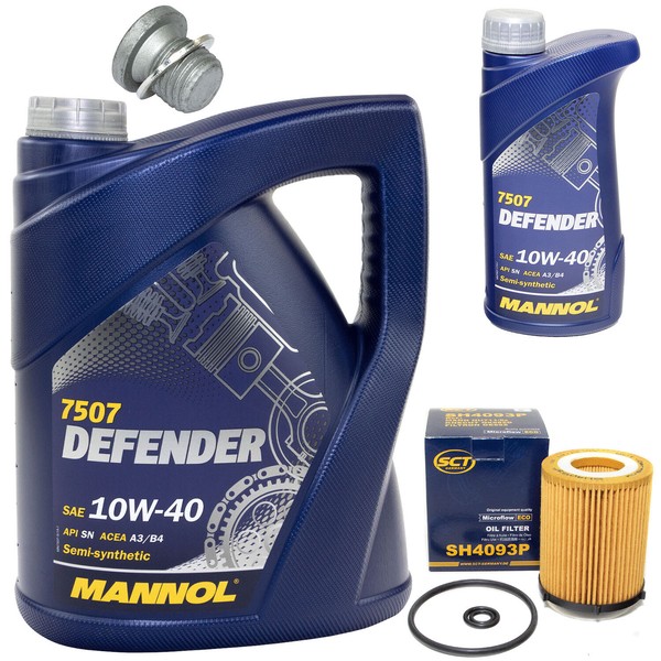 MotoröL Set 10W-40 6 Liter + ÖLfilter Sh 4093 P + Schraube FüR Mercedes E-Klasse-image