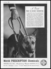 1939 Merck & Co. Chemicals Rahway New Jersey Photo German Shepherd Dog Print Ad
