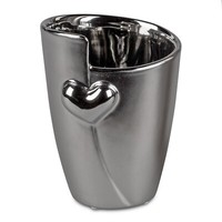 Vase Tischvase Blumenvase Mit Herz Keramik Silber Matt H 15Cm D 10Cm Formano