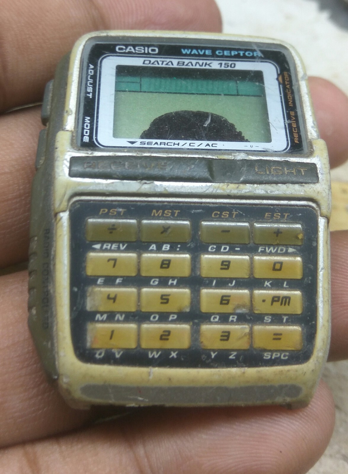 USED CASIO (2296) DBC-W150 Wave Cepto DATA BANK DIGITAL WATCH FOR PARTS/REPAIRS