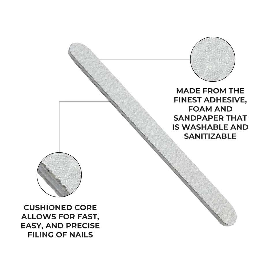 Tablero de espuma Zebra, grano 100/180, lima de uñas de manicura de doble cara, 7" L X 0,75" W 5 Foto 4 de 4