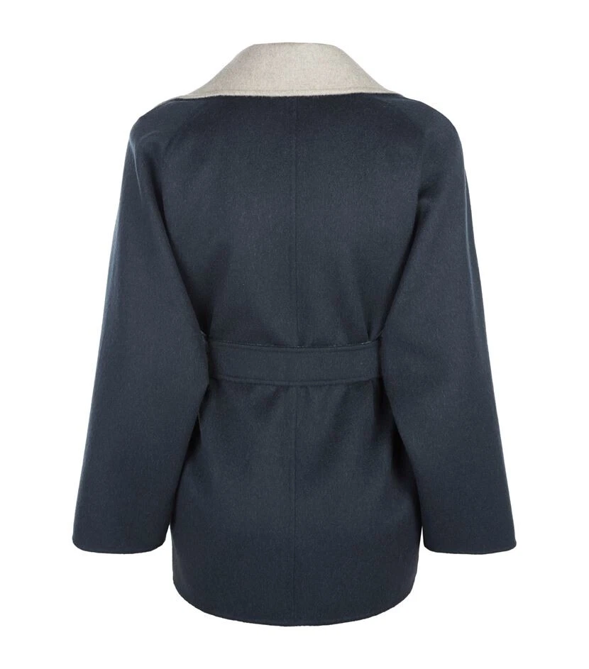 NEW Max Mara 'Kaya' wool angora reversible short coat blue grey taupe Size 3 - Image 2 of 4