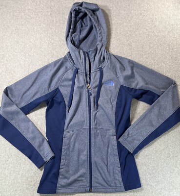 The North Face Jacket Full Zip Womens Size Small Two-Tone Blue Hooded Fleece