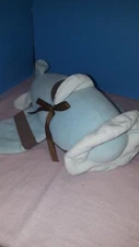 Adorable Global Baby Airplane Plush 12" Blue & Brown Stuffed Toy