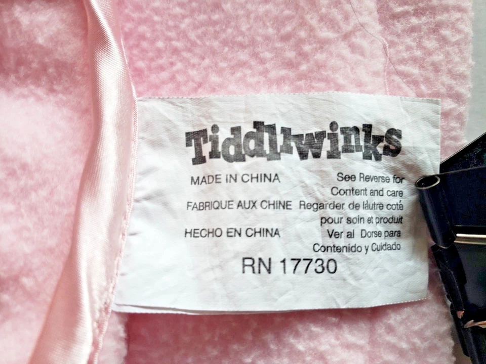 Tiddliwinks Rosa Niña Bebé Manta Mariposa Flores Vellón Satinado Tubería Lovey Foto 2 de 2