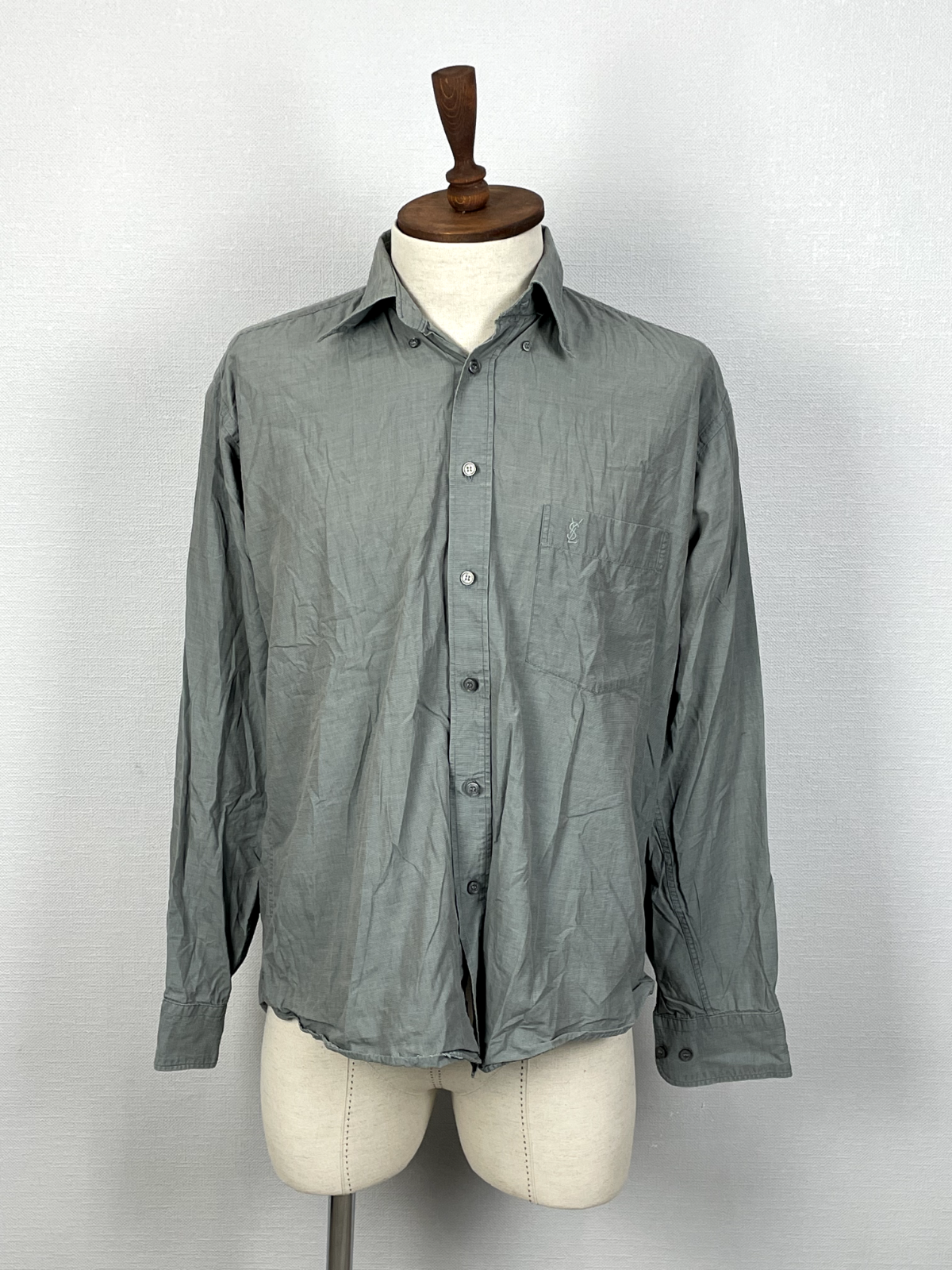 Camicia Yves Saint Laurent uomo Pour Homme con bottoni manica lunga grigia taglia 41