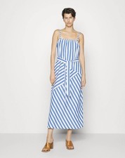 GAP Blue White Striped Coastal Patchwork Midi Dress Summer Vacation Nautical