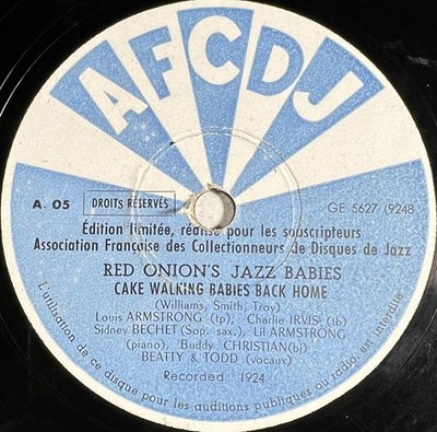 Red Onion's Jazz Babys, Armstrong, Bechet: Cake Walking 78 U/min AFCDJ 05 EX+