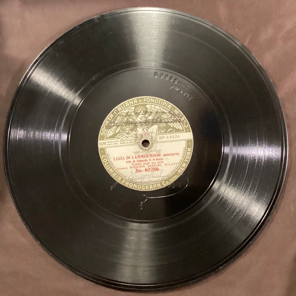 Giuseppe Anselmi 78 rpm Fonotipia 62286/87: Lucia-Tombe degli avi miei/Fra poco - Image 2 of 4