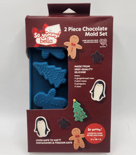 Silicone Mold Candy Chocolate Christmas Star Penguin Tree Gingerbread new 2pc