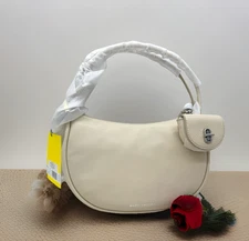 AUTH NWT Marc Jacobs The Dual Mini Crescent Leather Shoulder Hobo-Cloud White