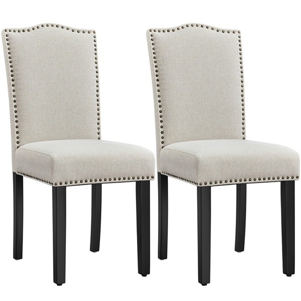 Dining Chairs Upholstered Kitchen Chairs with Nailhead Trim for Home Set of 2