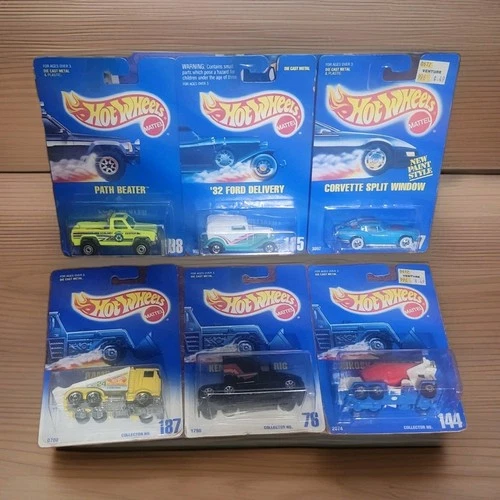 Lot of 6 Vintage Hot Wheels 1990-91 Blue Card Collector #7 #76 #115 #144 #187