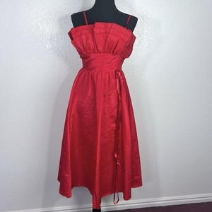 Vintage 80s Women’s XS Temptations Alfred Angelo Red Retro Midi Dress 60s