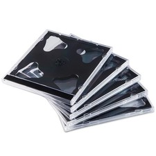 10 PCS 10.4 mm Standard Double 2 Discs Clear CD Jewel Case Black Tray Box