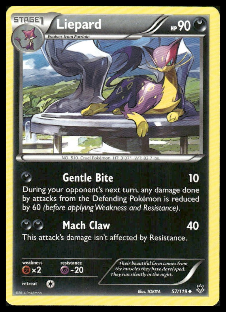 Pokemon XY - Phantom Forces #57/119 Liepard Uncommon Near Mint or Better