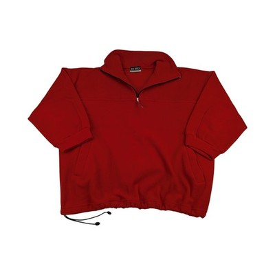 Vintage Fleece Blue Ribbon Sz XXL rot Teddy Half Zip kurzarm Unisex 90s Made in