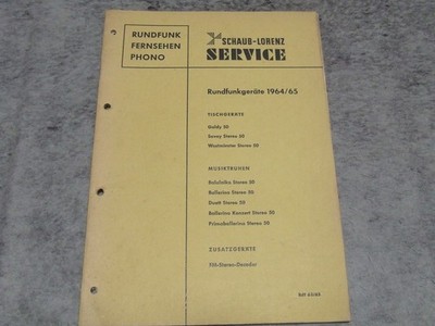 Schaub-Lorenz Rundfunkgeräte Service 1964/65  Schaltpläne 50 Seiten