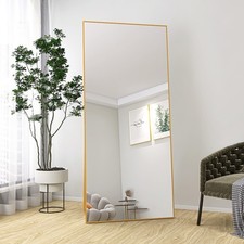180 x80cm Standspiegel robust Ganzkörperspiegel Gold mit minimalistische schmale