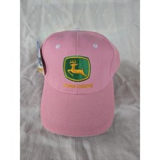 John Deere Tractors Embroidered Logo Pink Adjustable Strapback Hat Cap - NWT NEW