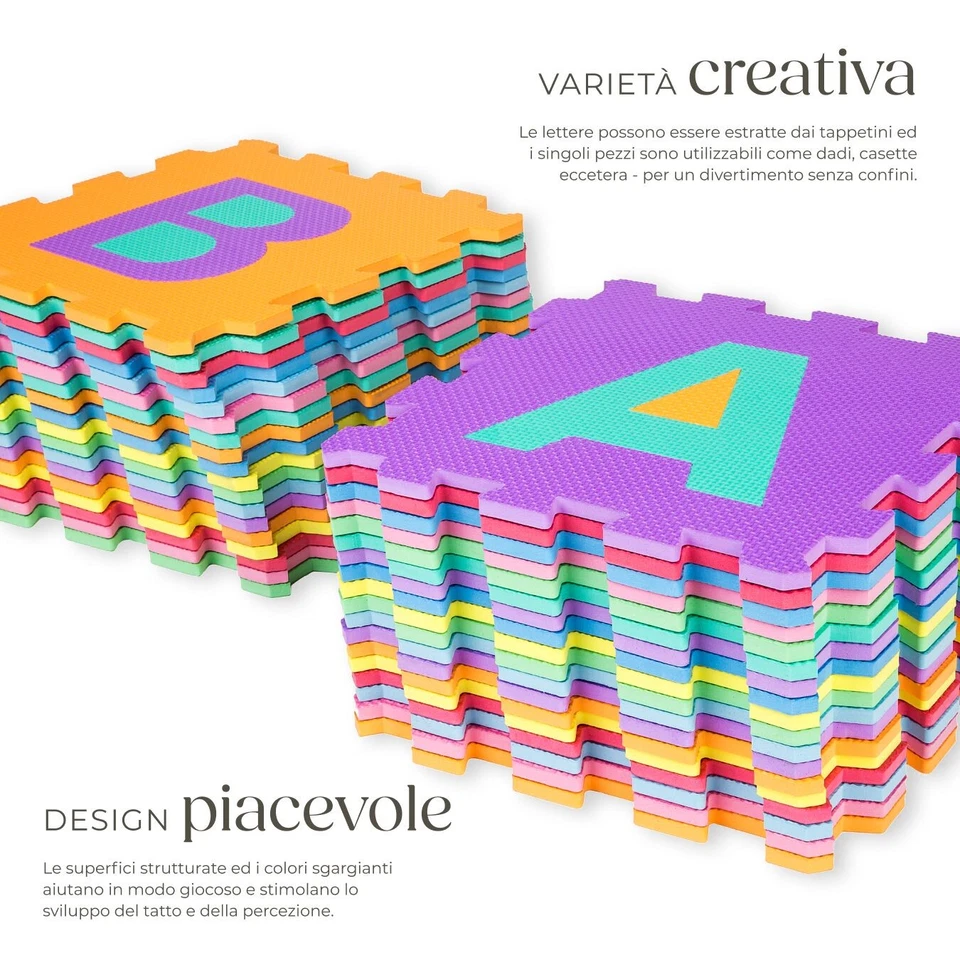 Tappetino Tappeto Puzzle Lettere Gomma Schiuma EVA Set 86 Pezzi Gioco Bambino - Immagine 3 di 4