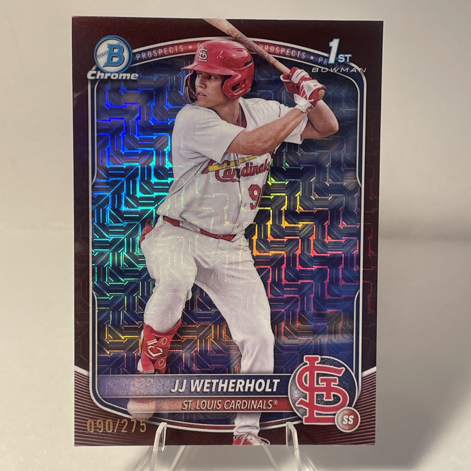 2025 Bowman 1st Prospects JJ Wetherholt Burgundy Mojo Refractor/275
