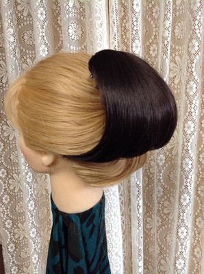 DIAMOND DM41 SIDE  CLIP ON SMALL 5'' Smooth Hairpiece Up-Do COLOR 4 DARK BROWN