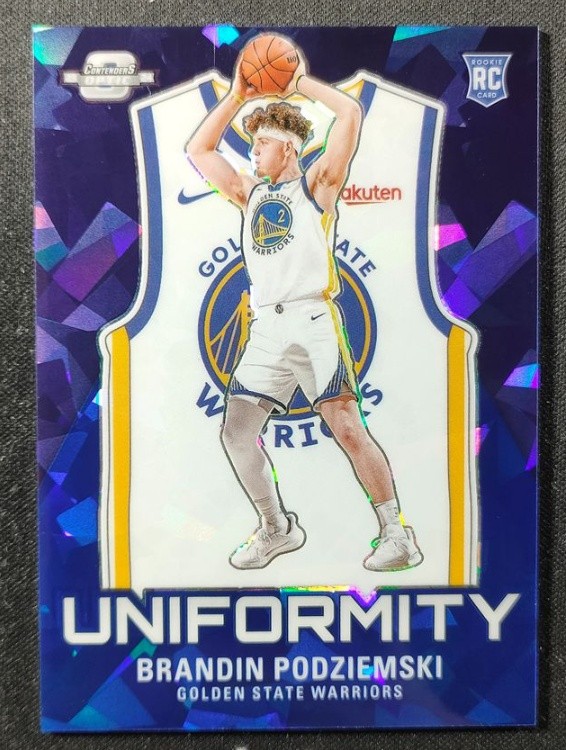 Brandin Podziemski 2023-24 Contenders Optic Uniformity Blue Ice Prizm 52/75 RC