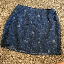 Vtg Ralph Lauren Blue Floral Linen wrap Skirt short 12p