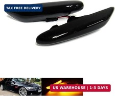 2x Black Smoked Lens LED Side Marker Turn Signal Light For BMW E82 E88 E46 LCI E