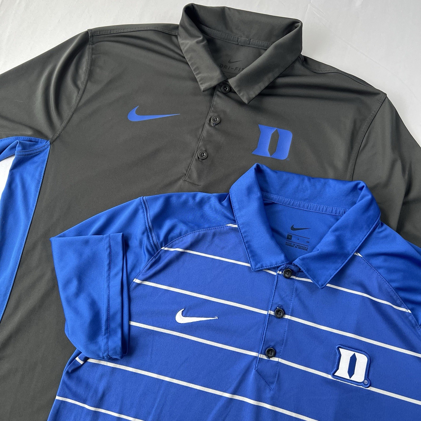 LOT OF 2* Nike Duke Blue Devils Dri-fit Gray Blue Polo Shirts Men’s S NCAA Golf