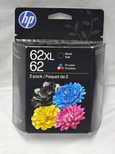 HP 62XL/62 Black High Yield and Tri-Color Standard Yield Ink Cartridge - 2027