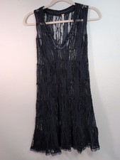 FREE PEOPLE NAVY LACE SHEER SWING DRESS SIZE XS
