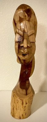Mel Wallace Red Bays, Bahamas Carved Chechen Wood Bust Of A Woman,  1993