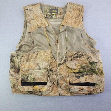 Cabela's Vest Mens XL Beige Camouflage Mesh Lined Zip Front Pockets Hunting