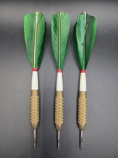Vintage Unicorn Dart Set W/ Green Feathers  Case - Made In England