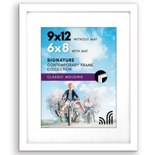 Americanflat 9x12 Picture Frame with Shatter-Resistant Glass - Use as 6x8 Frame