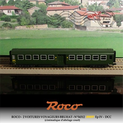 ROCO HO 2 VOITURES VOYAGEURS BRUHAT- N°54312  SNCF  (Ensemble 55,00€) | Condition: Occasion