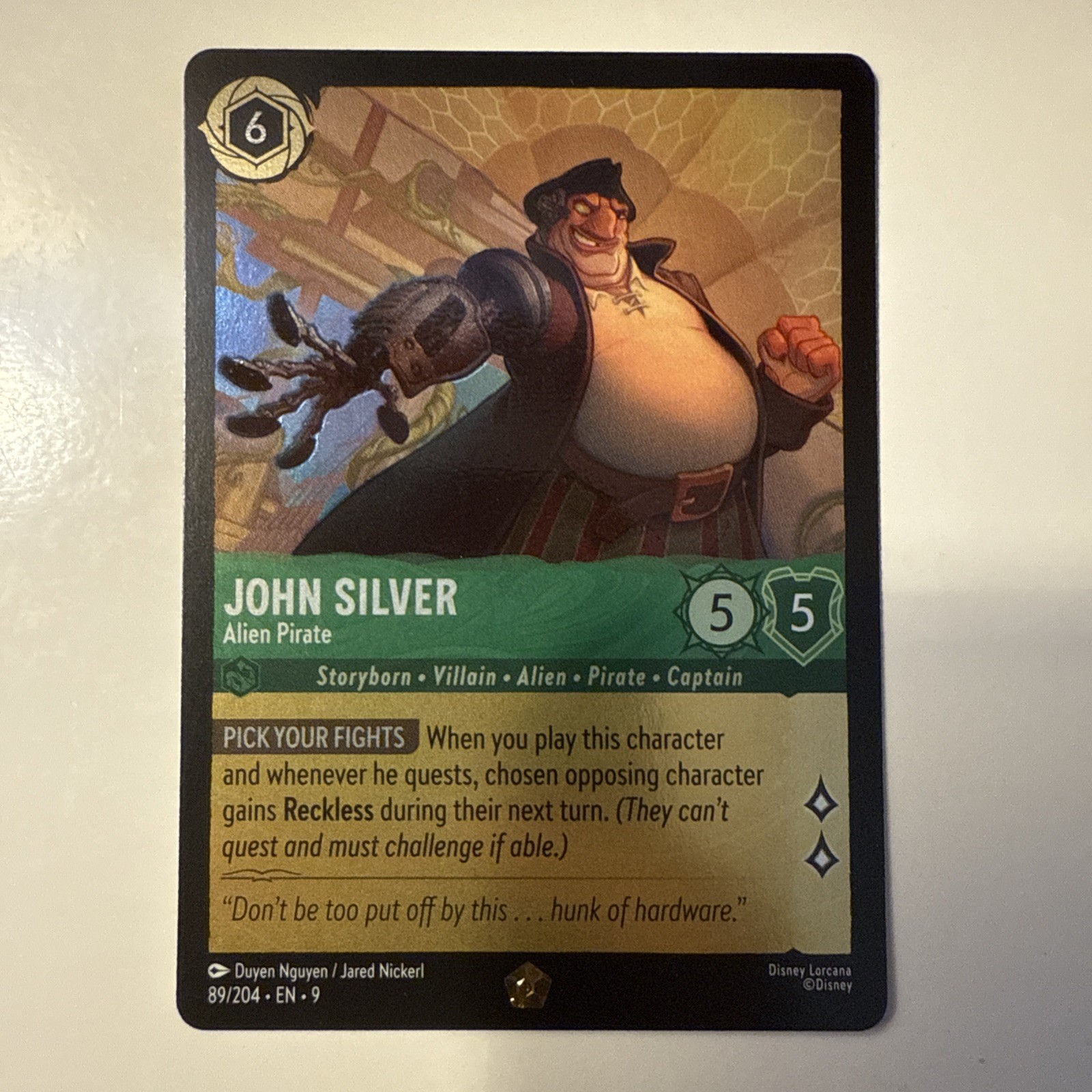 Disney Lorcana TCG JOHN SILVER Alien Pirate Legendary 89/204 Fabled Foil M/NM