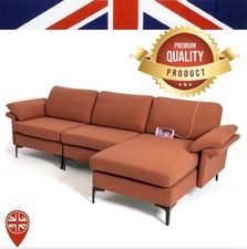 Modular L-Shaped 3-Seater Sofa Couch Set Convertible Chaise Lounge w/ Cushions