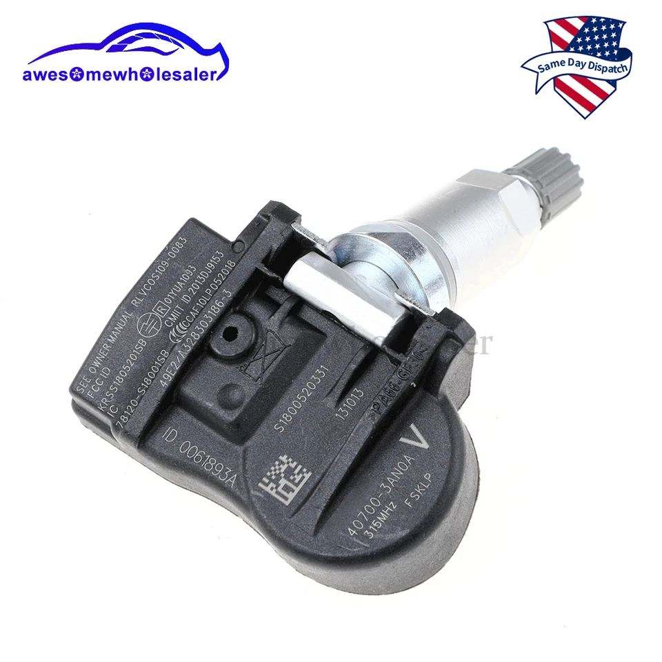 Juego de 4 sensores de presión de neumáticos TPMS 407003AN0A para Nissan Versa Sentra 2013-2018 Foto 4 de 4