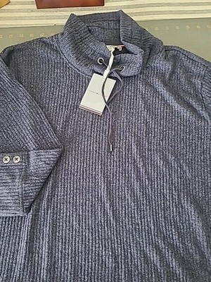 Tommy Hilfiger Sweater Womens Size XL Blue Ribbed  Cowl Neck Nautical