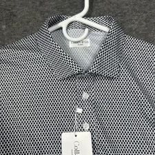 Collars and Co Polo Mens 2XL Black White Geometric Dress Collar Short sleeve NWT