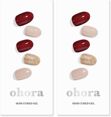 Ohora Semi Cured Gel Nail Strips (N Rosewood 2 Units) - Works with Any Lamps, Sa