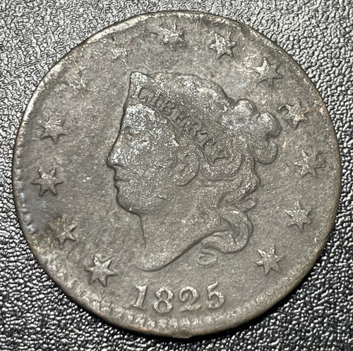 1825 Coronet Matron Head Copper Large Cent 1C Corrosion Damage - Picture 1 of 2